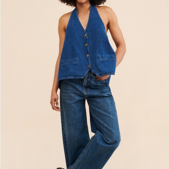 Hills Dark Blue Denim Halter Vest - Picture 4 of 7
